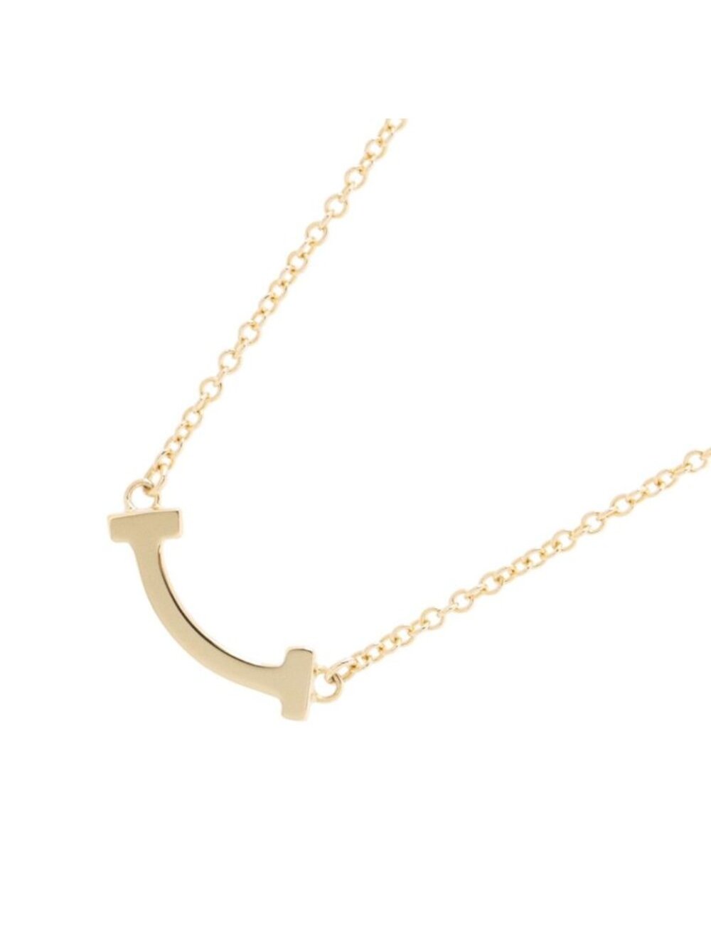 Tiffany & Co Necklace T Smile Pendant Mini 18K Yellow Gold